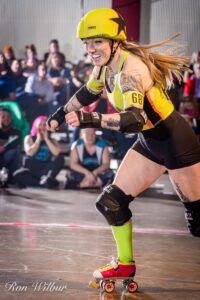Wednesday Warnings Jammer skating with a smile on her face