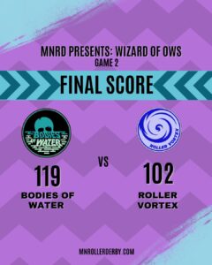 Game 2 Results:
Bodies of Water: 119
Roller Vortex: 102
